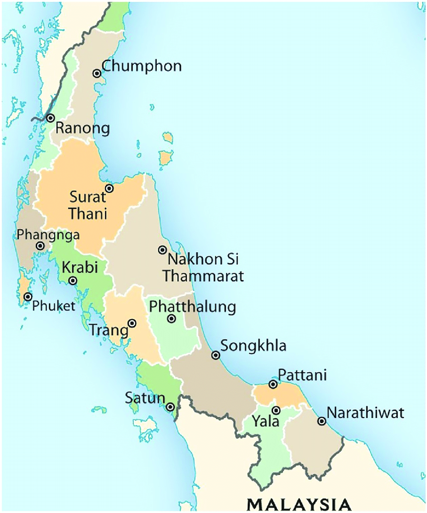 Carte du Sud de la Thaïlande Sawa